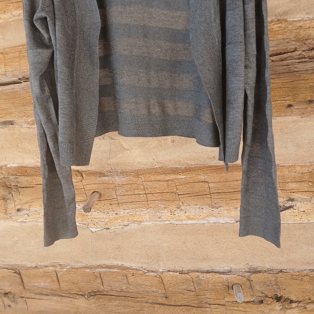 Esperanza Charcoal Open Front Shadow Striped Cardigan XL - Picture 3 of 9